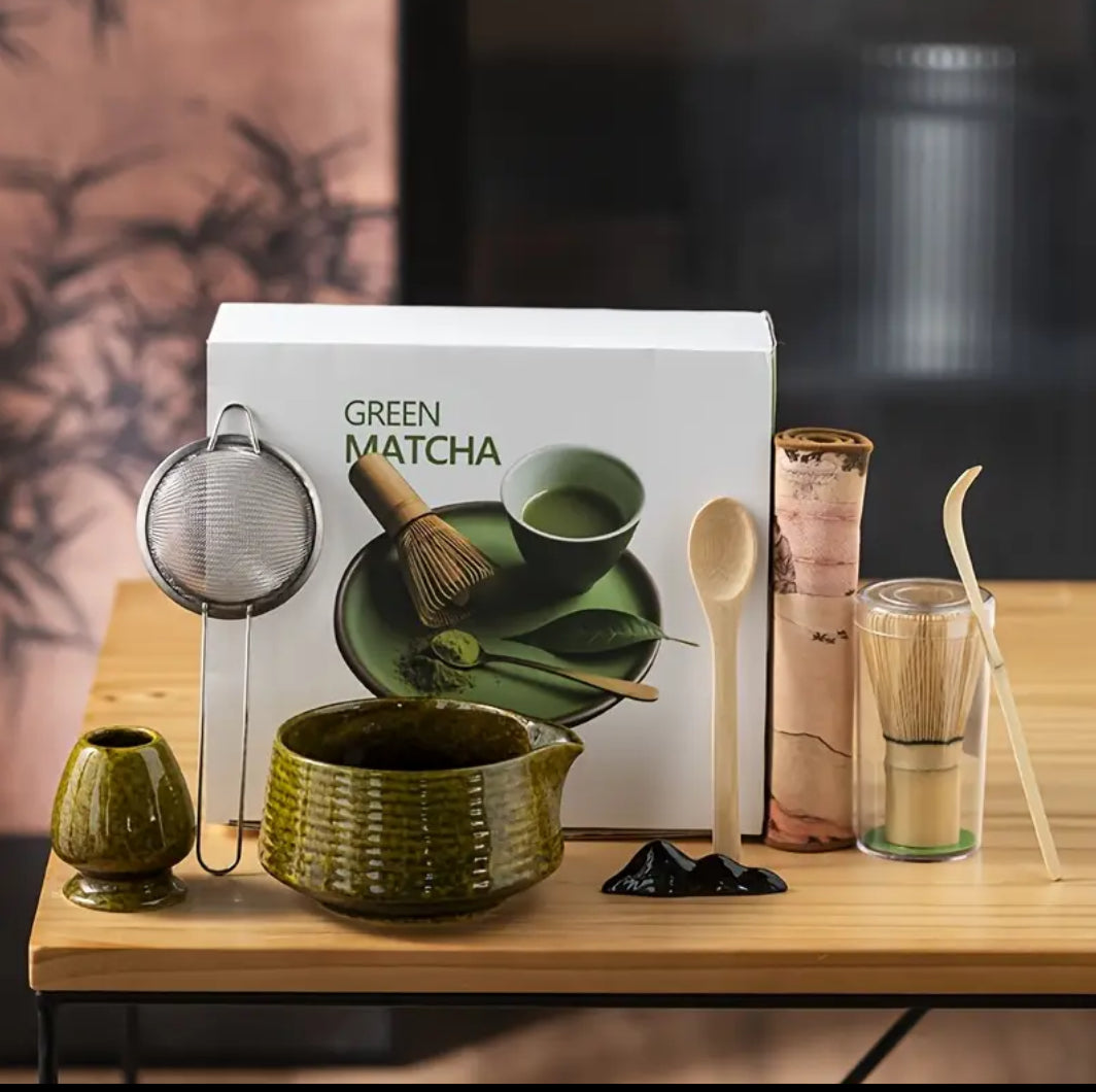 Kit Matcha Verde-cafe Oscuro - 8 piezas